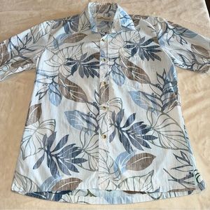 Two Paddles Hawaiian Shirt Men’s Size Small baby blue tropical luau beach cruise